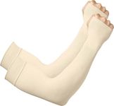 AZARIA Hand Gloves for Sun Protection Arm Sleeves for Men & Women, UPF 50 Arm Cover for Biking, Cricket, Cycling, Golf & Outdoor Sports, Arm Protection Sleeves for Women (Beige Color - 1 Pair)