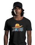 TRI VASTRAM One Piece Hat Printed Regular Size Tshirt for Men and Women - Black, Medium