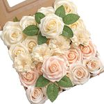 YYHUAWU Champagne Artificial Flowers Box Set Gradient Color Foam and Silk Fake Flowers with Stems for DIY Wedding Bridesmaid Bridal Bouquets Centerpieces Party Home Decoration