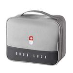 Pill Manager Travel Bag Case Empty for Medicine Meditation Tablet Prescription Vitamins Weekly Bottle Storage Organizer Portable Large Med Pouch Kids Women Men Boys Medical Supplies (Gray)