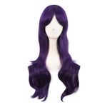 MapofBeauty 28 Inch/70 cm Women Side Bangs Long Curly Hair Cosplay Synthetic Wig (Dark Violet)