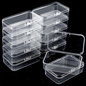 12 Pcs Small Plastic Boxes with Hinged Lids, Rectangle Clear Craft Storage Containers with Lids Plastic Boxes for Beads, Jewelry and Other Small Items(2.5 x 1.7 x 0.8 Inches)