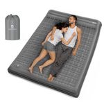 QPAU Camping Sleeping Pad, 2 Person Camping Mat, Enhanced Support for Healthy, with Built-in Foot Pump, 4.7 Inch Durable Sleeping Mattress for Camping, Hiking and Home (Grey)