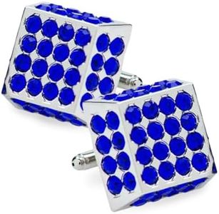 Vittorio Vico Square Studded Colored Crystal Cufflinks Blue/Silver (CL 7607)