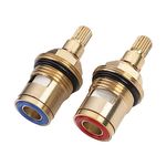 2 Pcs Replacement Tap Valves Brass Ceramic Stem Disc Cartridge Faucet Valve 1/2" - Quarter Turn - Replacement Brass Ceramic Disc Tap Valves for Bathroom Kitchen Tap(1 Pair Hot & Cold)