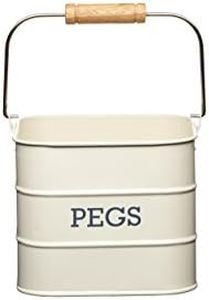 Living Nostalgia lata vintage con Asa de Metal, para pinzas de la ropa, 14,5 x 14,5 x 12 cm, antique cream