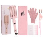 Ultimate GL Hair 3 Barrel Hair Waver KIT (Set of 6) -25mm Curling Iron Curling Tongs Mermaid Waves Curling Wand Curler with 3 Temperature Control Quick Heating for Long or Short Hair Styling