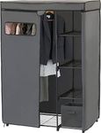 SimpleHouseware Portable Closet Wardrobe Clothes Organizer Storage with Cover, Dark Grey