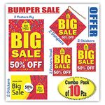 Anne Print Solutions® Big Sale 50% Off Stickers Hanging Dangler & Posters Discount Sale, Offer Sale Tag Poster Sticker for Shops Malls Shopping Complex Combo Pack of 13 Pcs