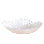 White Glass Fruit Bowl Plate, Glass Candy Dish Flower-Shaped Glass Fruit Tray, Fruit Holder Irregular Crystal Glass Fruits Dessert Dish(Large,White)