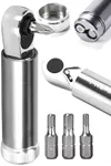PRO BIKE TOOL Air Ratchet Wrench - Impact Ratchet Wrenches - Ultra Portable Design with Different Bits in Shaft - Durable Construction - Ideal for Mechanics, DIY Enthusiasts - 3.54x0.8 inch, Grey