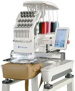 Fokuse brand FKS-1001 Commercial Embroidery Machine with 10 needle, Embroidery Area 14.2"x9.5", 1200SPM Max Speed, 7" Touch Screen, suitable for T-shirt, Hat, Flat, Bag and more