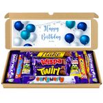 Happy Birthday Chocolate Gift Hamper, Letterbox Chocolate Selection Box of 10 Fullsize Cadbury Dairy Milk Chocolate bars, ideal 13th 16th 18th 21st Birthday Gifts For him (Blue)