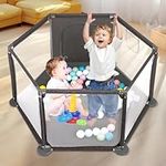 6-Panel Baby Playpen for Babies & Toddlers, Anti-Slip Safety Play Yard with Breathable Mesh, Kids Indoor/Outdoor Activity Centre for Toddlers & Infants