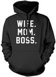 Wife Mum Boss Unisex Hoodie - Black Large