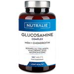 Glucosamine and Chondroitin High Strength Complex - MSM, Collagen, Hyaluronic Acid and Boswellia - Maintain Normal Bones - Glucosamine Sulphate 1500 mg - 120 Tablets NUTRALIE