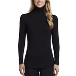 Cuddle Duds Women's Softwear with Stretch Long Sleeve Turtle Neck Top, Black, XL