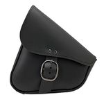 Willie & Max Black Leather Motorcycle Swingarm Bag for Softail/Triangulated Swingarm Models - Chrome Buckle - Made in USA [59823-08]