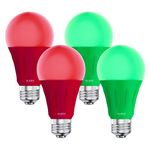 SLEEKLIGHTING LED A19 Light Bulb, 120 Volt - 3-Watt Energy Saving - Medium Base - UL-Listed LED Bulb - Lasts More Than 20,000 Hours (Red and Green)