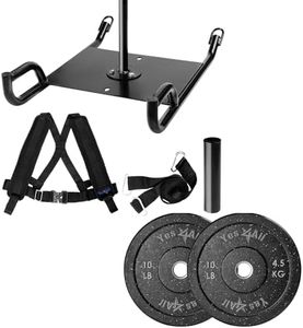 Yes4All Weighted Training Pull Sled with Vest, Steel Buckle, Fit for 1-2 Inch Plates, Sled Workout Equipment, Sport Power Sled for Athletic Exercise and Speed Improvement