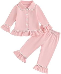 MoccyBabeLee Little Kids Toddler Baby Girl Pajamas Set PJS Nightwear Homewear Long Sleeve Button Down Tops Pants Sleepwear Suits 2 Piece Fall Winter Clothes