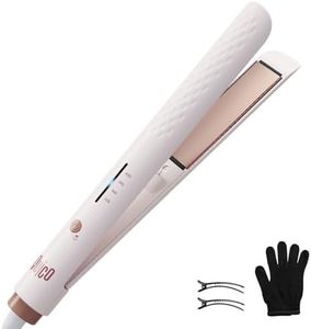 Quico Hair Straightener, 110-240V Global Travel Hair Straighteners for Women, 15s Fast Heating, Professional Negative Ion Flat Iron, Temp Memory, 320℉-450℉, Auto-Off, with Glove and Clips, Gift, Pink