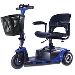 Zipr Roo 3 Wheel Mobility Scooter - Electric Powered Mobile Wheelchair Medical Aid - Folding Collapsible Compact for Travel, Seniors, Adults - Long Range Battery with Charger Basket Included