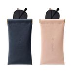 V-LAFUYLIFE Glasses Case Soft 2 Pack - Portable Leather Squeeze Top Eyeglass Case,Soft Sunglasses Case., Pink/Blue, One Size