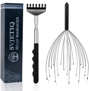 Svjetiq Head Massager Back Scratcher, 20 Fingers Head Scratcher Scalp Massager & Extendable Back Scratcher for Men Women, Stocking Stuffers for Deep Relaxation, Stress Relief & Hair Stimulation