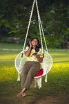 Patiofy Premium Hanging Cotton Rope Swing Chair with Cushion Accessories| Swing for Kids & Adults, Cotton Swing Chair Jhula for Home| Balcony, Indoor & Outdoor,Garden(Capacity 150 kgs,White in Colour)