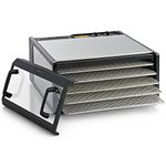 Excalibur D500CDSHD 5-Tray Electric Food Dehydrator with Clear Door for Viewing Progress Features 26-Hour Timer Temperature Settings and Automatic Shut Off Made in USA, 5-Tray, Silver