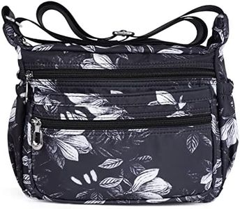 NOTAG Sac Bandoulière Femmes, Léger Multi-poches Sac Messenger en Imperméable Nylon Casual Sac Porté épaule (Noir1)