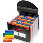 25 Pockets Expanding File Folders, Expandable Accordian File Organizer with Colored A-Z Tabs, Desktop Accordion Folders Letter A4 Paper Document Storage Organizer for School Home Office