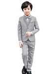 lontakids 5Pcs Boys Black Suit Formal Tuxedo Blazer Vest Bowtie Pants Dresswear Set for Wedding