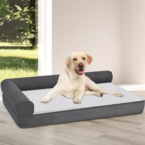 Advwin Dog Bed for Large Dogs - Orthopedic Dog Sofa Beds, Memory Foam Neck Support Couch, Pet Bed Mattress Cushion with Removable Washable Cover Grey