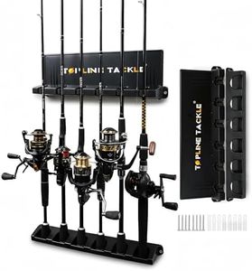 Topline Tackle 2 Set Vertical Fishing Rod Holders for Garage, Wall Mounted Fishing Pole Holders, Fishing Rod Rack for Storage 12 Rods