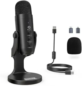 ZealSound USB Microphone,Condenser Computer PC Mic,Plug&Play Gaming Microphones for PS 4&5.Headphone Output&Volume Control,Mic Gain Control,Mute Button Vocal,YouTube Podcast on Mac&Windows(Black)