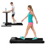 Goplus Walking Pad, 2 in 1 Under Desk Treadmill for Home Office, Walking Pad Treadmill Under Desk w/265 lbs Capacity, LED Display, Remote Control, Portable Treadmill for Walking and Jogging (Black)