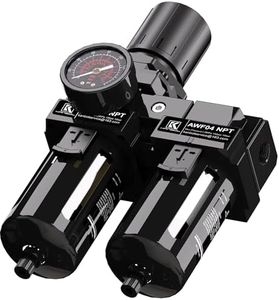 KANBOL 2 Stage Air Drying System, 1/2" Air Fillter Pressure Regulator Combo,5＆0.5 Micron Filter Cartridge,Semi-Auto Drain, Metal Bracket-black