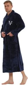 Personalized Plush Robe for Women and Men | His and Her Robes with Custom Name/Monogram | Super Soft Luxurious Spa Bathrobes - Navy - Small-Medium