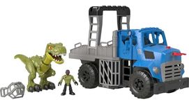Fisher-Price Imaginext Jurassic World Dominion Break Out Dino Hauler Vehicle with T. rex Dinosaur 5-Piece Playset for Ages 3+ Years