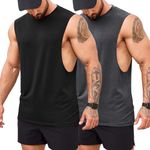COOFANDY Tank Top Men's Gym Bodybuilding Shirts Sleeveless Muscle Shirts Men, Black/Dark Grey (2 Pieces), M