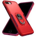 MilanNice Phone Case for iPhone 8 Plus/7 Plus/6 Plus,Shockproof Cover with Ring Holder Upgrade Durable Soft TPU Protective 360 Degrees Rotation Ring Grip,Red