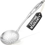 Zulay Kitchen Skimmer Spoon - Stainless Steel Slotted Spoon with Extra Large Bowl, Built-in Hang Hole & Comfortable Grip Handle - Durable Food Grade Strainer Spoon for Draining & Frying (14.5 inch)