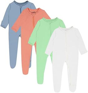 GUISBY 4-Pack Baby Boys Girls Zip-Front Sleeper Pajamas, Footed Sleep 'n Play Newborn