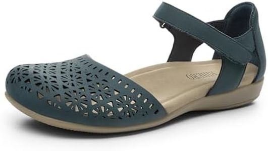Rihero Closed Toe Arch Support Sandals Women Comfortable Footbed Adjustable Strap Sandals Navy Hollow Out Summer Clogs for Women Teachers Date 7