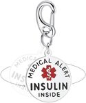 Divoti Insulin Inside Bag Tag 1.25" - with Quick Clip | Pre-Engraved Stainless Steel Dual-Sided | Bold Lettering