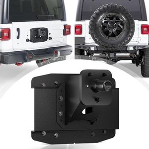 YZONA Adjustable Spare Tire Carrier Compatible with 2018-2024 Jeep Wrangler JL JLU Unlimited 2/4 Doors Heavy Duty Spare Tire Lift up to 40 inches with a Rear-view Camera Slot (Camera not Included)