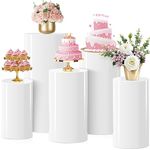 Ambitelligence Plinth Stands for Party, 5PCS White Cylinder Cake Plinth for Parties, Pedestal Display Plinth Pillars Dessert Table for Wedding Birthday Babyshower Party Event Decor