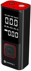Portronics Vayu 2.0 Rechargeable Tyre Inflator with 150 PSI Pressure, 6000 mAh Battery, Preset Modes, Digital Display, Flashlight Torch, Air Pump Compressor for Car, Bike, Cycle (Black)